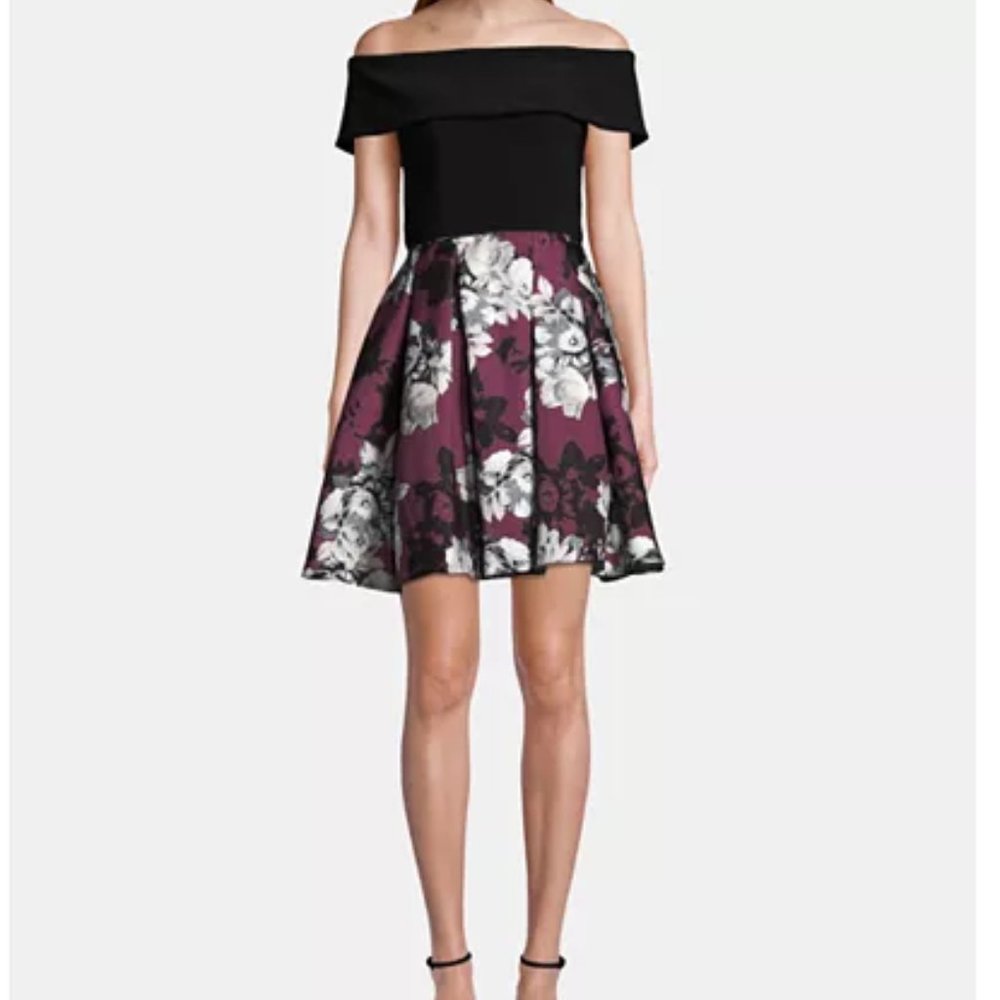 Betsy & Adam Off-The-Shoulder Fit & Flare Dress